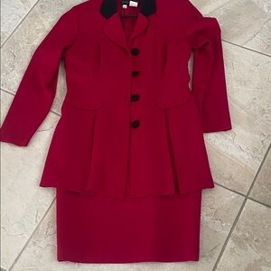 Vintage Donna Ricco Red Wool dress with attached skirt. See all pictures